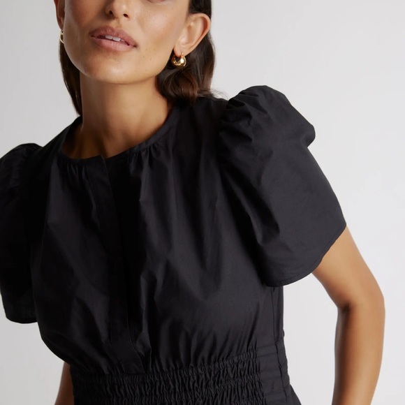 Quince 100% Organic Cotton Tiered Maxi Dress Black Preppy Cottage - Picture 3 of 8